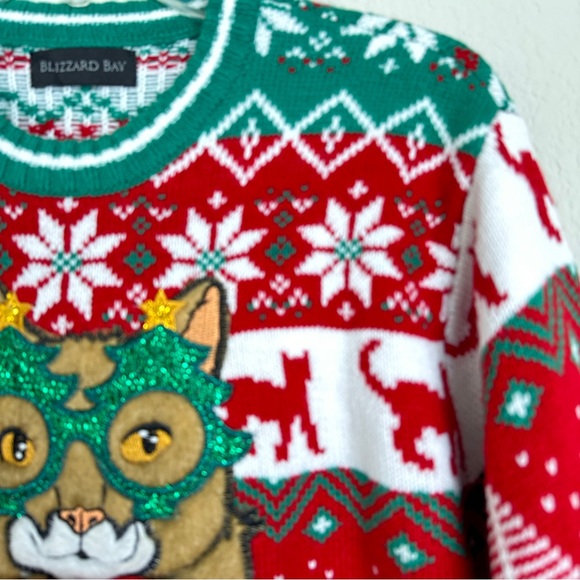 Blizzard Bay Cute Holiday Cat Christmas Sweater *Estimated Size Medium - Picture 5 of 13